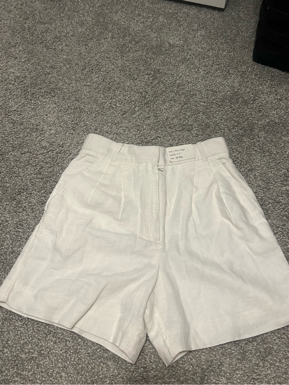 Abercrombie High-Waist White Linen Blend Women's Shorts
